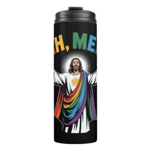 Ah Men Funny Jesus LGBTQ Gay Pride Rainbow Thermosbecher