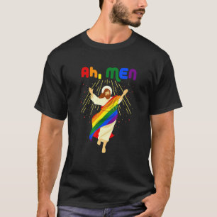 Ah Men Funny Lgbtq Gay Pride Regenbogenflagge Jesu T-Shirt