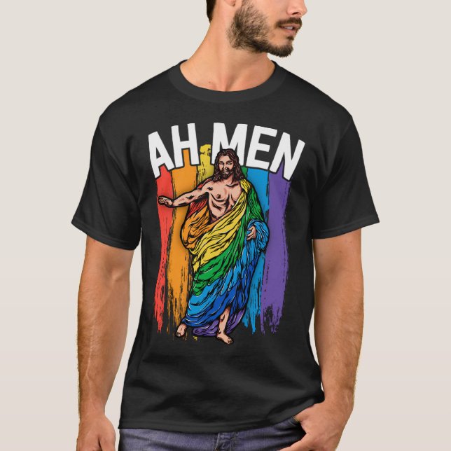 Ah Men Gay Jesus Shirt Funny Lgbtq Shirts Geschenk (Vorderseite)