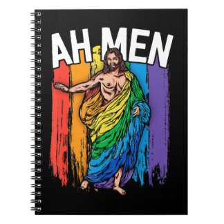 Ah Men Gay Jesus Shirt Funny LGBTQ Shirts Geschenk Notizblock