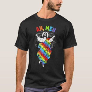 Ah Men Lgbt Gay Pride Jesus Rainbow Peace Christie T-Shirt