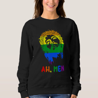 Ah Men Regenbogen-LGBTQ-Stolzflagge Gay Jesus Chri Sweatshirt