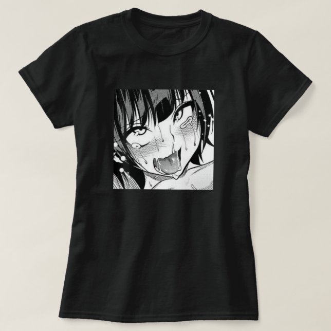 Ahegao Anime Girl with Tongue and Handout Weeb T T-Shirt (Design vorne)