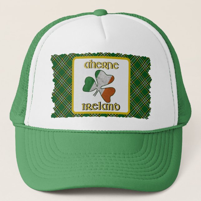 Aherne Irish Flag Kleeblatt Trucker Hat Truckerkappe (Vorderseite)
