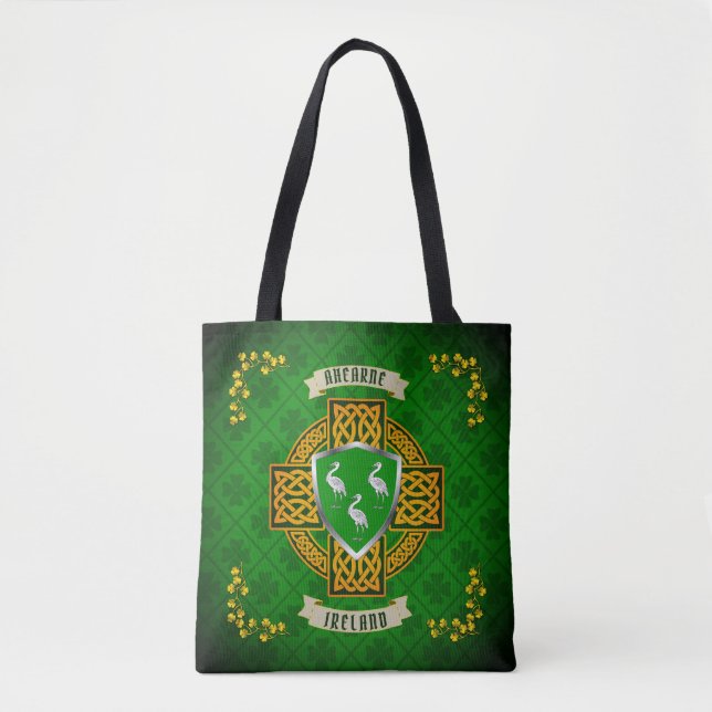 Aherne Irish Shield & Celtic Cross Personalisiert Tasche (Vorderseite)
