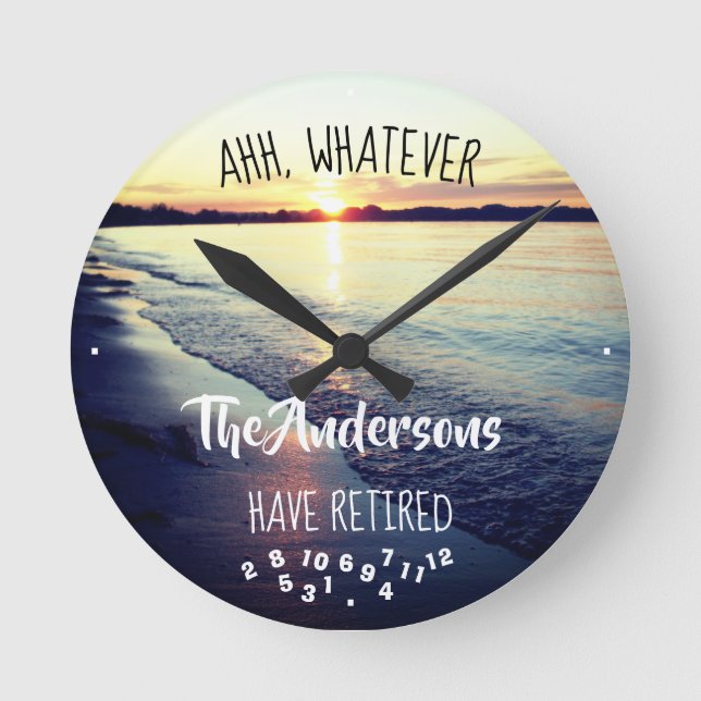 Ahh, welcher Familienname auch immer, hat Sunset B Runde Wanduhr (Vorderseite)