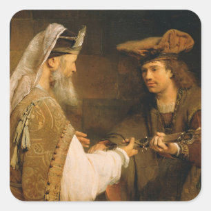 Ahimelech, welches David die Klinge von Goliath Quadratischer Aufkleber