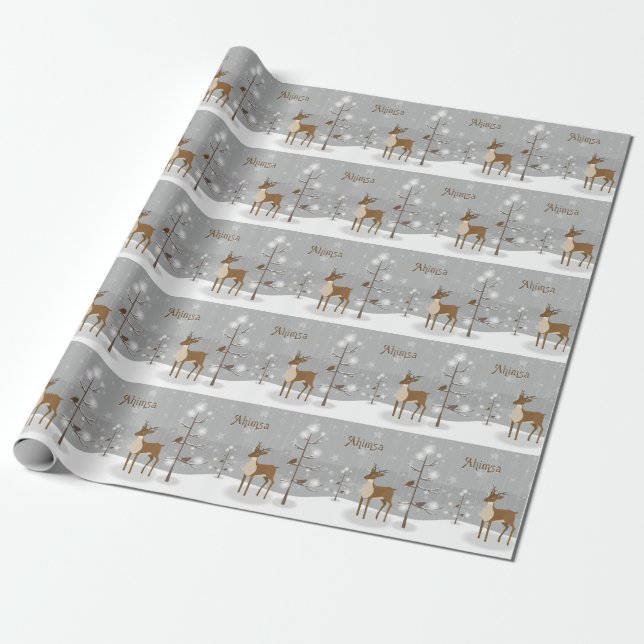 Ahimsa Reindeer Geschenkpapier (Ungerollt)
