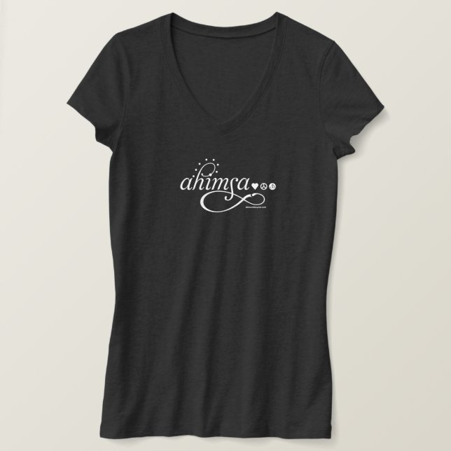 Ahimsa V-Neck Ladys T-Shirt (Design vorne)