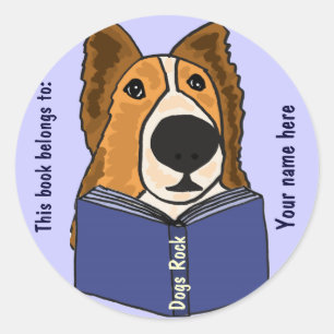 AHL- Sheltie Lesen eines Buchklebers Runder Aufkleber