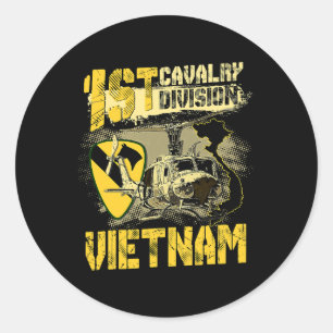 Ähm1 Huey Helicopter 1st Cavalry Division Vietnam Runder Aufkleber