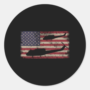 Ähm1 Huey Helicopter US-amerikanische Flagge Runder Aufkleber