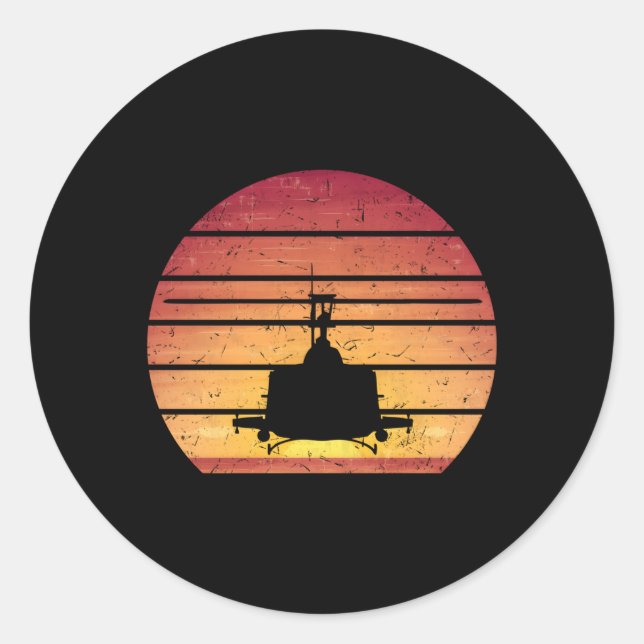 Ähm-1 Huey Helicopter Style Vietnam Chopper Runder Aufkleber (Vorderseite)