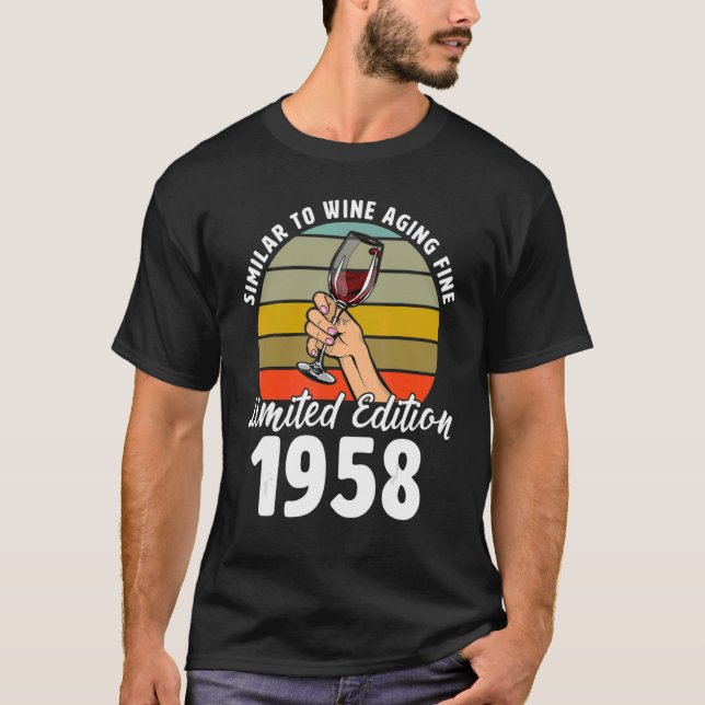 Ähnlich wie das Weinaltern, Geboren 1958, 64. Retr T-Shirt (Vorderseite)