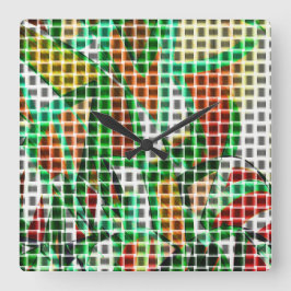 Ähnlich wie geflochtener Korb über einem Gras-Foto Quadratische Wanduhr