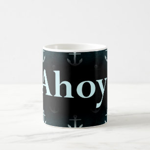 Ahoi! Anker-Muster-Entwurf dunkelblau Kaffeetasse