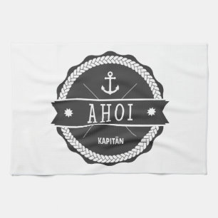 Ahoi Captain Abzeichen mit Anker Handtuch