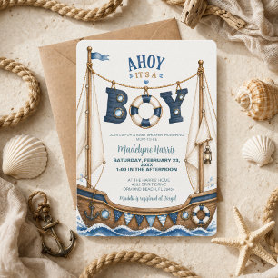 Ahoi, es ist ein Junge! Babyparty im maritimen Sti Einladung