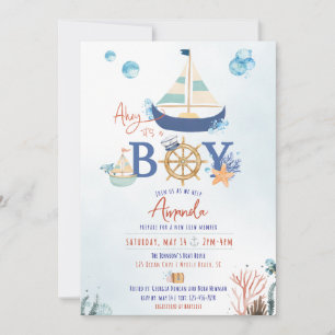 Ahoi Es ist ein Junge Nautische Babyparty Einladun Einladung