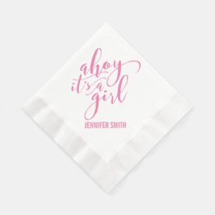Ahoi ist es ein Mädchen-SeeBabyparty-Schlückchen Serviette