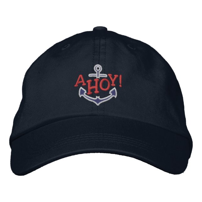 AHOI! Seegruß-Stickerei Bestickte Baseballkappe (Vorderseite)
