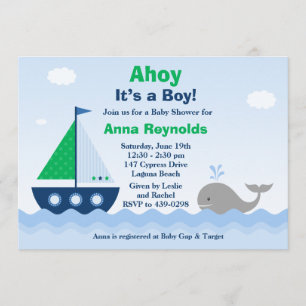 Ahoi sein eine Jungen-Boots-Babyparty-Einladung Einladung