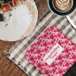 Ahorn-Blätter auf einem rosa Hintergrundpapier-Tel Pappteller