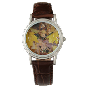 Ahorn-Blätter Gelbe Herbstnatur Armbanduhr
