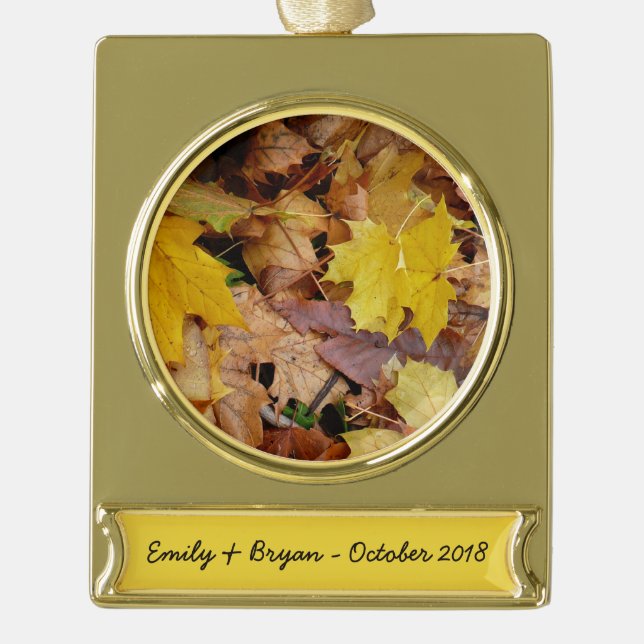 Ahorn-Blätter Gelbe Herbstnatur Banner-Ornament Gold (Vorderseite)