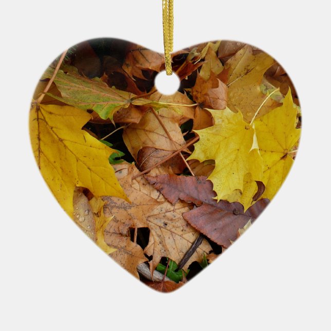 Ahorn-Blätter Gelbe Herbstnatur Keramikornament (Vorne)