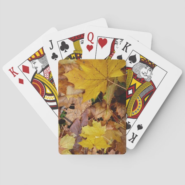 Ahorn-Blätter Gelbe Herbstnatur Spielkarten (Rückseite)