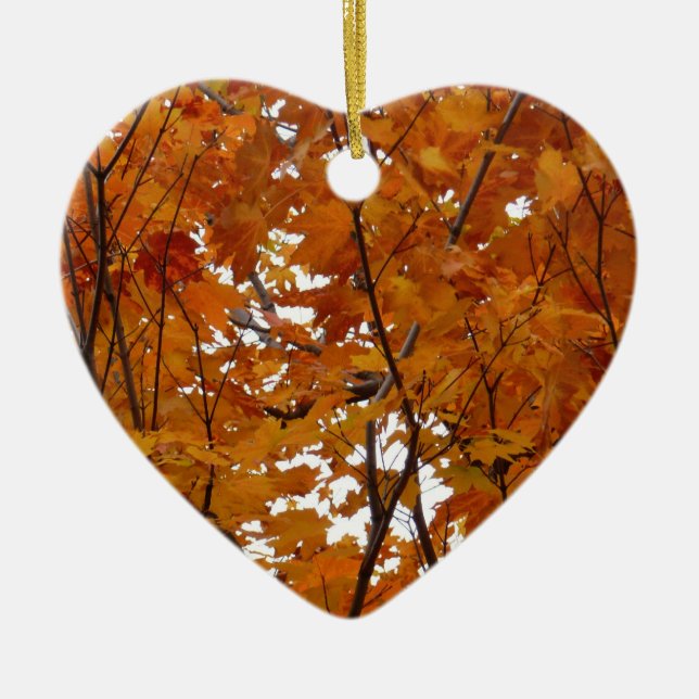Ahorn-Blätter in den Herbstzweigen Keramik Ornament (Vorne)