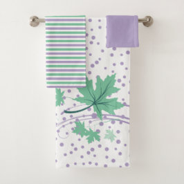 Ahorn Blätter Minze und Lavendel Badetuch Set