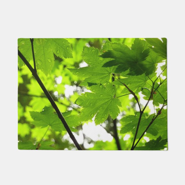 Ahorn-Blätter mit Regentropfen Fußmatte (Vorderseite)