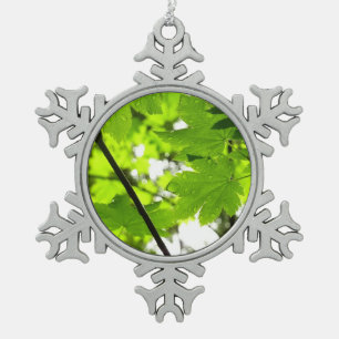 Ahorn-Blätter mit Regentropfen Schneeflocken Zinn-Ornament