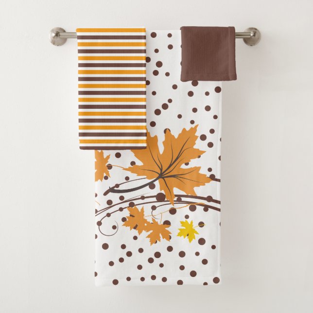 Ahorn-Blätter, orange, braunes Handtuch Set (Insitu)