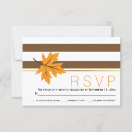 Ahorn-Blätter und braune Streifen Hochzeit im Herb RSVP Karte