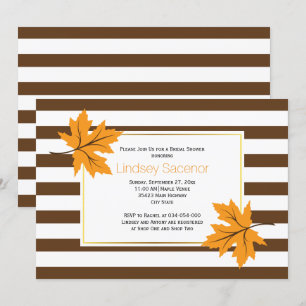 Ahorn-Blätter und Streifen Hochzeit im Herbst Brau Einladung