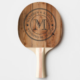 Ahorn Grob geschnittenes Hochzeitsmonogramm Stern Tischtennis Schläger