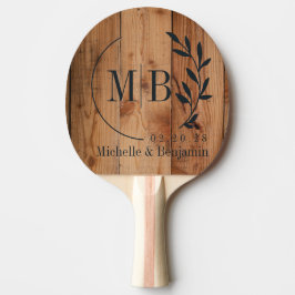 Ahorn-Rohschnitt-Blatt-Hochzeits-Monogramm Tischtennis Schläger