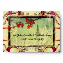 Ahorn und Magnolia Blossom mit alter Turm elegant