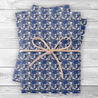 Ahorn Verlasse Blau auf kohlebeständigem Hintergru Geschenkpapier Set