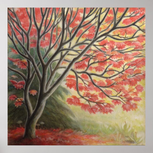 Ahornbaum Herbst Landschaftsbild Kunst-Plakat Poster (Vorne)