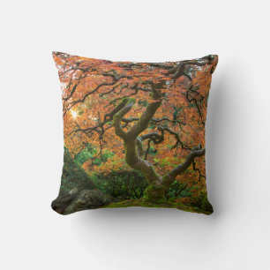 Ahornbaum im japanischen Garten im Herbst Kissen