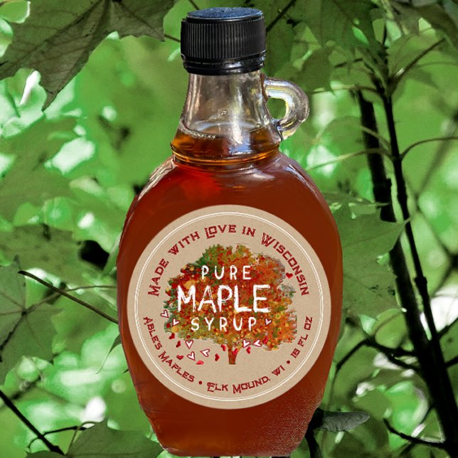 Ahornbaumherzen aus Liebe Ihres Staat Kraft Runder Aufkleber (Von Creator hochgeladen)