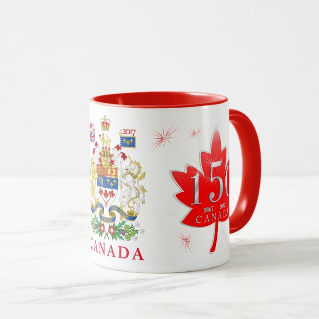 Ahornblatt-Feuerwerks-Wappen Kanadas 150 Tasse (VorderseiteRechts)