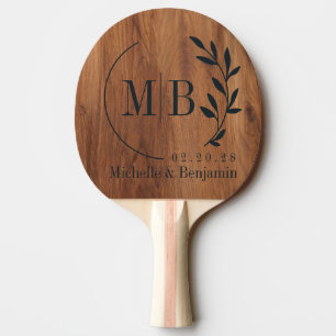 Ahornblatt Hochzeitsmonogramm Tischtennis Schläger