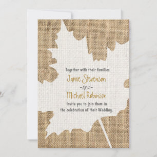 Ahornblatt-Jute-Rustikale Herbst-Hochzeitseinladun Einladung