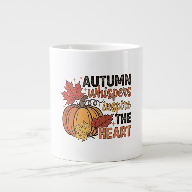 Ahornblatt und Kürbisdesign Jumbo-Tasse (Vorderseite)