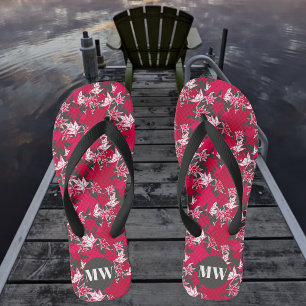 Ahornblätter auf schwarzem Hintergrund Flip Flops